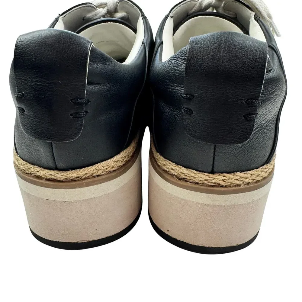 Dolce Vita Tinley Lace Up Platform Black Leather Sneakers Women's Size 9.5